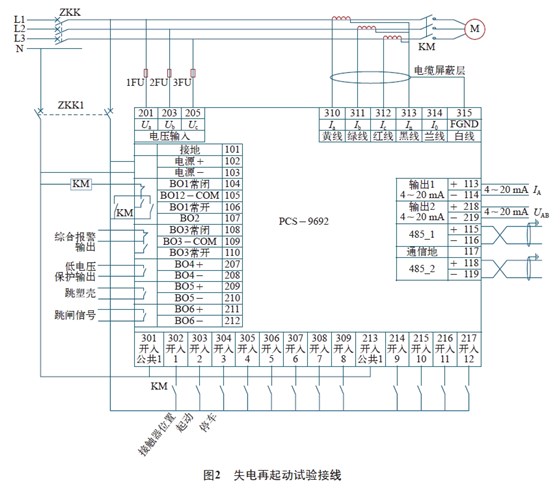 圖2 失電再起動試驗(yàn)接線