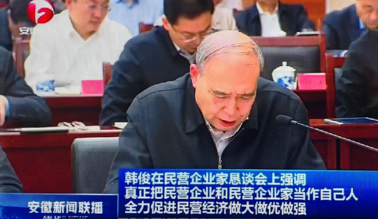 01-圖為皖南電機(jī)黨委書記、副董事長(zhǎng)管兵在作重點(diǎn)發(fā)言。（視頻截圖）